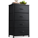Aodk Dresser For Bedroom With 4 Storage Drawers, Small Dressers Chest Of Drawers Fabric Dresser With Sturdy Steel Frame, Black