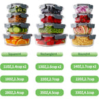 Homberking 24Pc Borosilicate Glass Food Storage Containers With Snap Locking Lids, Glass Meal Prep Containers, Airtight Lunch Boxes, Oven, Freezer And Dishwasher Safe, Bpa Free, Kitchen Storage Set