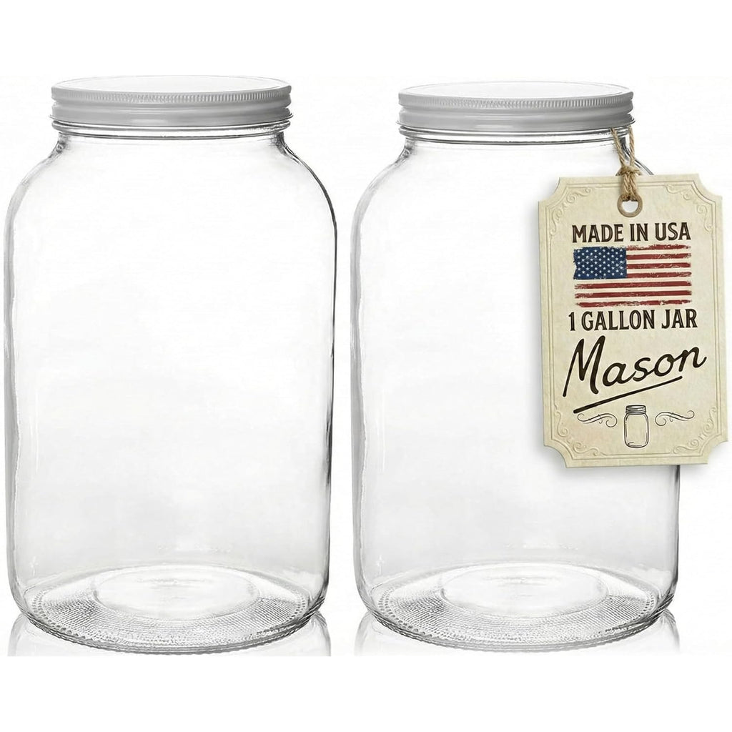kitchentoolz Gallon Jar 1 Gallon Glass Jar with Lid – Gallon Mason Wide Mouth Large Glass Jar for Fermenting, Pickling, Canning, Fermentation Jar, Kombucha, and Food Storage – Made in USA