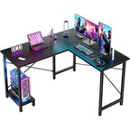 DUMOS L Shaped Desk, Computer Gaming Desks Corner Office Table with CPU Shelf for Home Study Writing Work Station 50 Inch, Sturdy Modern Design, Ideal for PC Setup, Study, and Home Office Use, Black