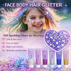 Face Body Glitter Gel: 100ml Chunky Sequins Hair Glitter Gel for Singer Concerts Disco Festival Rave Accessories Holographic Cosmetic Laser Mermaid Makeup