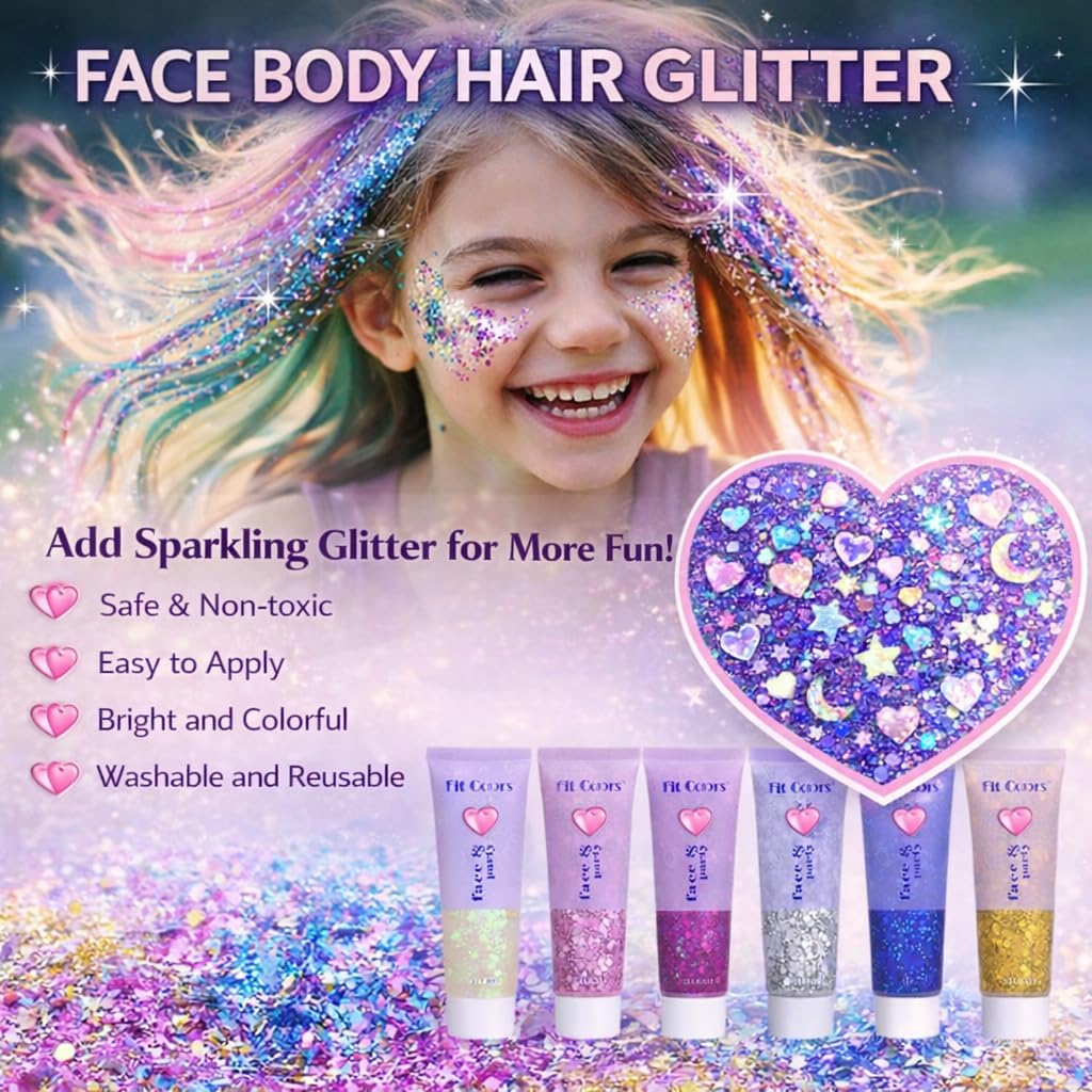 Face Body Glitter Gel: 100ml Chunky Sequins Hair Glitter Gel for Singer Concerts Disco Festival Rave Accessories Holographic Cosmetic Laser Mermaid Makeup