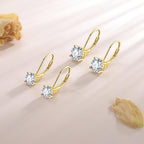 Moissanite Earrings, White Gold Plated Soild Sterling Silver Dangle Earrings 1.0ct-2.0ct D Color Brilliant Round Cut Lab Created Moissanite French Leverback Drop Earring for Women