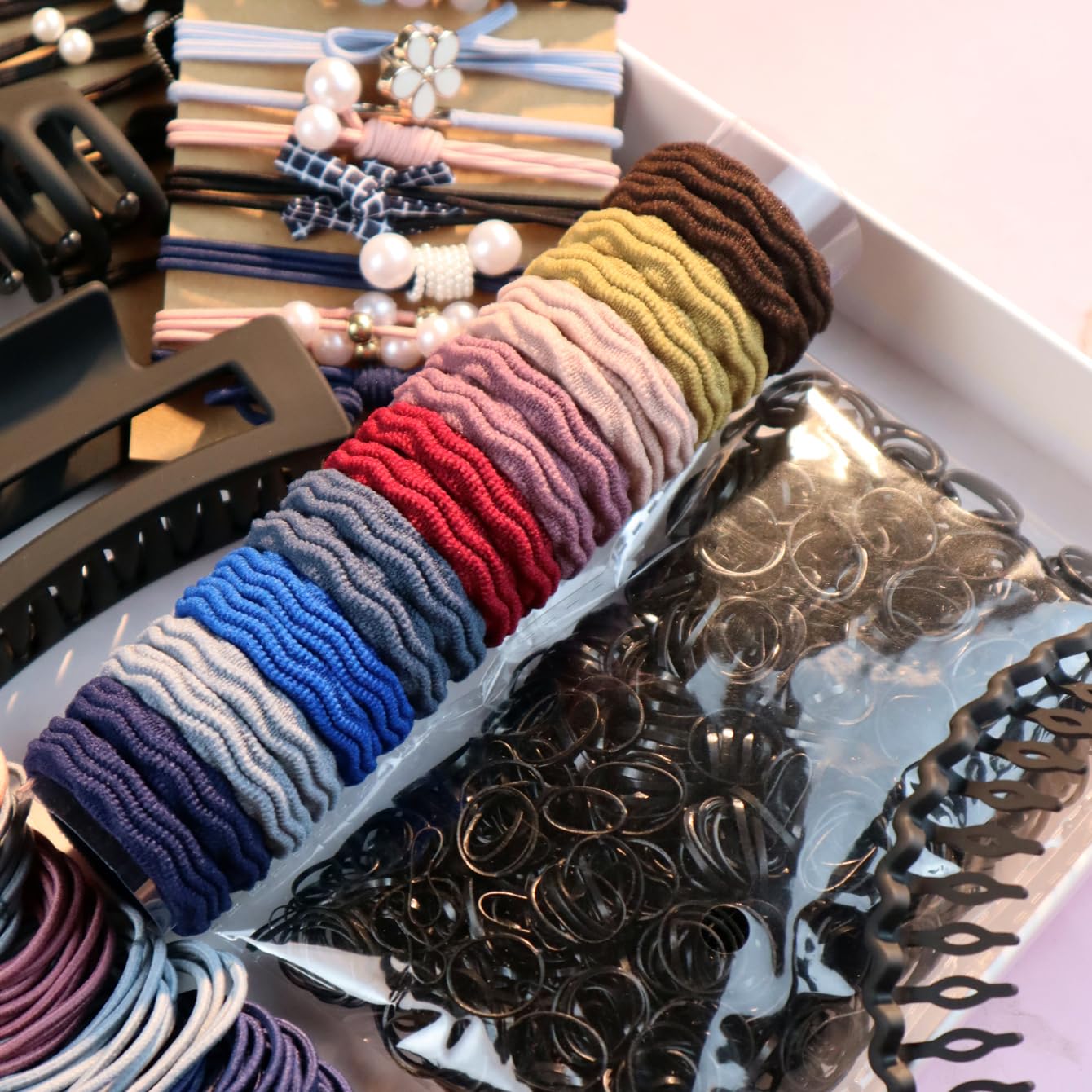 Hair Accessories Set For Women, Ponytail Holders, Hair Scrunchies, Hairbands, Scrunchy Hair Ties, Multicolour Colors And Styles (1149Pcs(Dark Color)