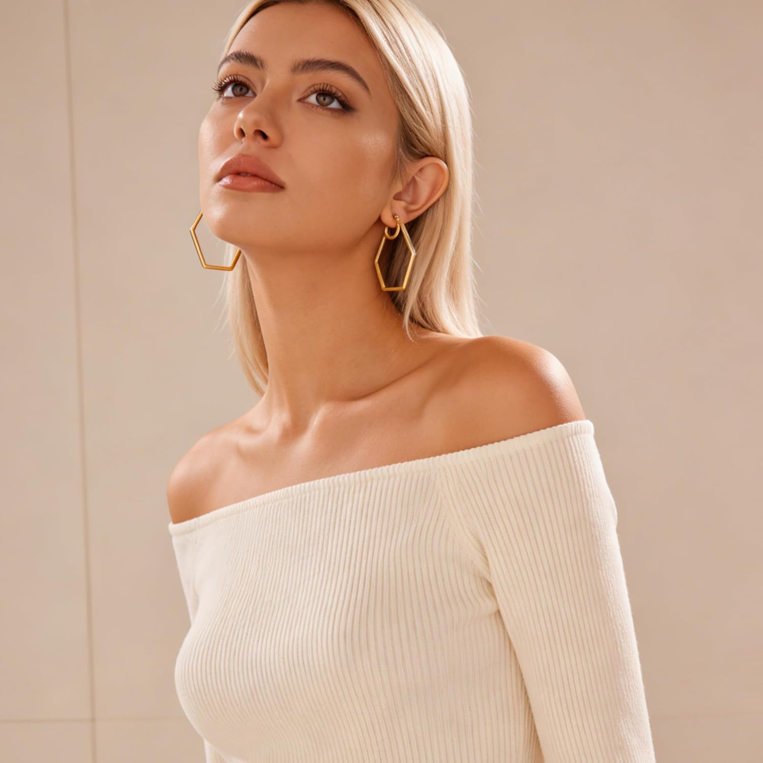 Large Hoop Earrings for Women Chunky Statement Hoop Earrings Vintage Y2k 80s 90s Trendy Hoops