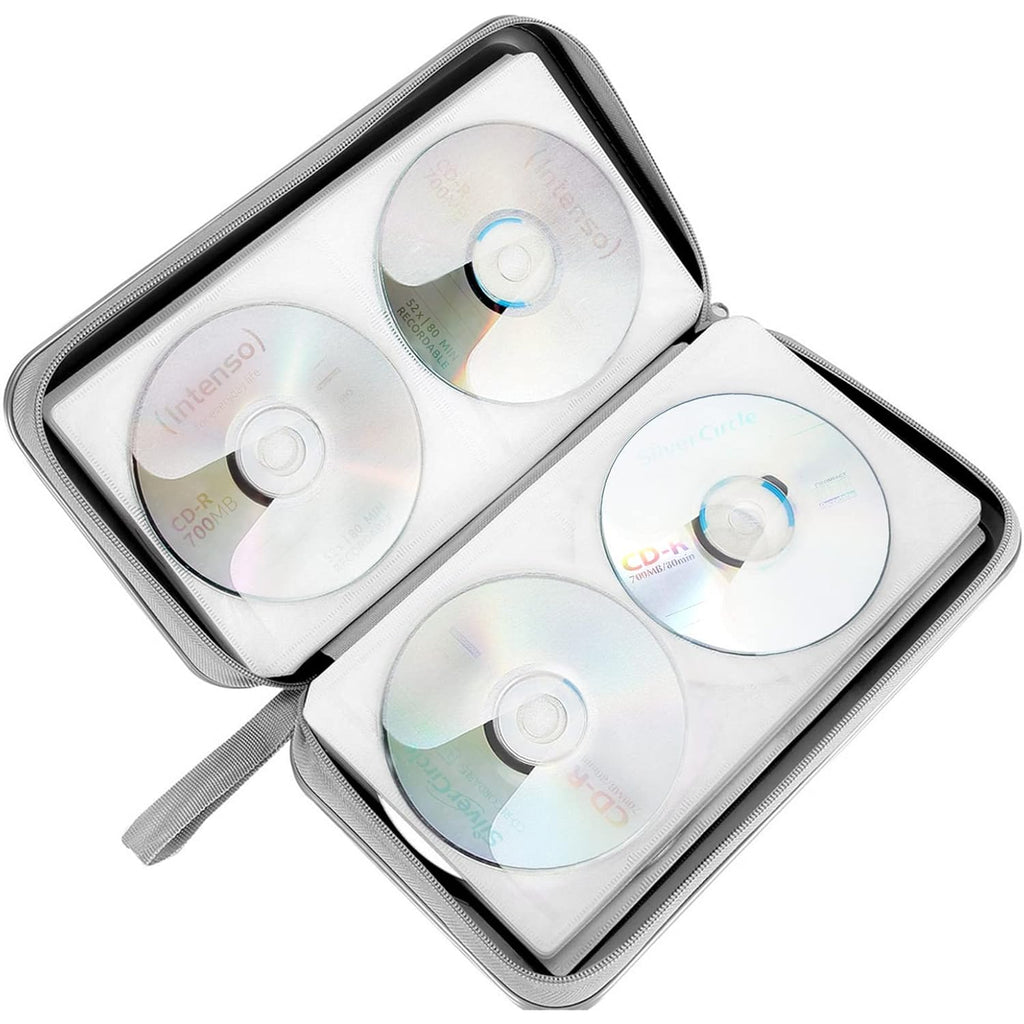 Siveit CD Case, DVD Case Holder 96 Capacity Hard Plastic CD DVD Disc Cases Storage Binder Wallet for Car Home Office Travel (Black)