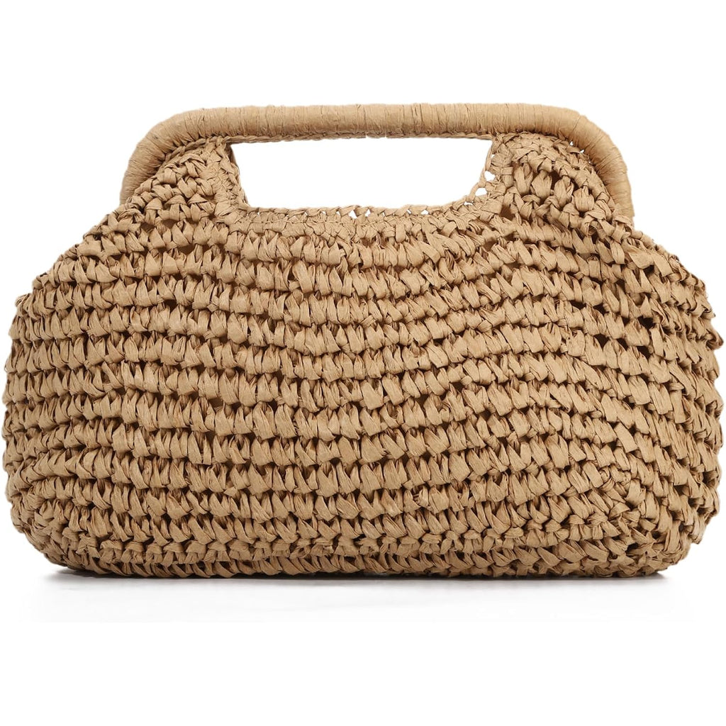 Straw Dumpling Clutch Bag, Summer Beach Bag, Woven Straw Tote Clutch Purse For Women, Vacation Evening Bags
