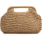 Straw Dumpling Clutch Bag, Summer Beach Bag, Woven Straw Tote Clutch Purse For Women, Vacation Evening Bags