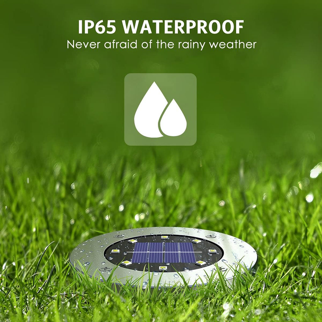 4.6Inch Solar Ground Lights 12Packs, Garden Solar Outdoor Waterproof Pathway Bright In-Ground Landscape Lights For Patio, Lawn, Yard, Driveway, Step And Walkway(White Light)