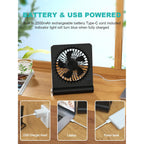Desk Fan, Rechargeable Battery Operated, 3 Speeds Ultra Quiet Strong Wind | Usb-C Powered,180° Tilt Folding.25Db Quiet.2000Mah Battery:12/8.5/4.5Hrs.Portable,Personal Fan For Desk,Office,Home,Bedroom.