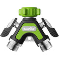 Rainpoint Garden Hose Splitter 2 Way, All Metal Heavy Duty Water Hose Y Splitter With 2.05" Extra Long Side Handle & Shut Off Valves, 3/4 Inch Ght Thread Connector For Outdoor Spigot Faucet (Green)