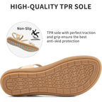 Aomigoct Dressy Womens Sandals Summer: Comfortable Strappy Flats Sandals Women - Casual Walking Woman Shoes