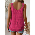 Womens Tank Tops Flowy Sleeveless Summer Boho Tank Top for Women Casual Crewneck Strap Lace Camisole Shirts