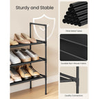 Songmics 3-Tier Shoe Rack, Shoe Storage For Hallway Closet, Slim And Space-Saving, Metal Frame, Non-Woven Fabric Shelves, Black Ulsh043Bh01