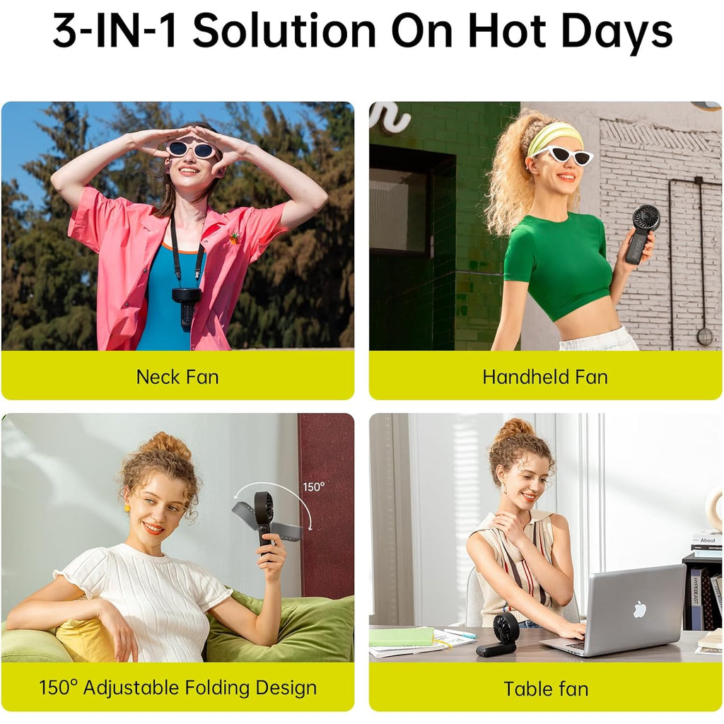 Jisulife Portable Handheld Fan Life7: 3-In-1 Hand, Desk & Neck Fan-Black | 19.5H Max Cooling, 5-Speed, Led Display, 5000Mah Rechargeable,Usb Foldable Fan For Travel/Concerts/Cruise/Sports Events/Gifts