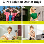 Jisulife Portable Handheld Fan Life7: 3-In-1 Hand, Desk & Neck Fan-Black | 19.5H Max Cooling, 5-Speed, Led Display, 5000Mah Rechargeable,Usb Foldable Fan For Travel/Concerts/Cruise/Sports Events/Gifts