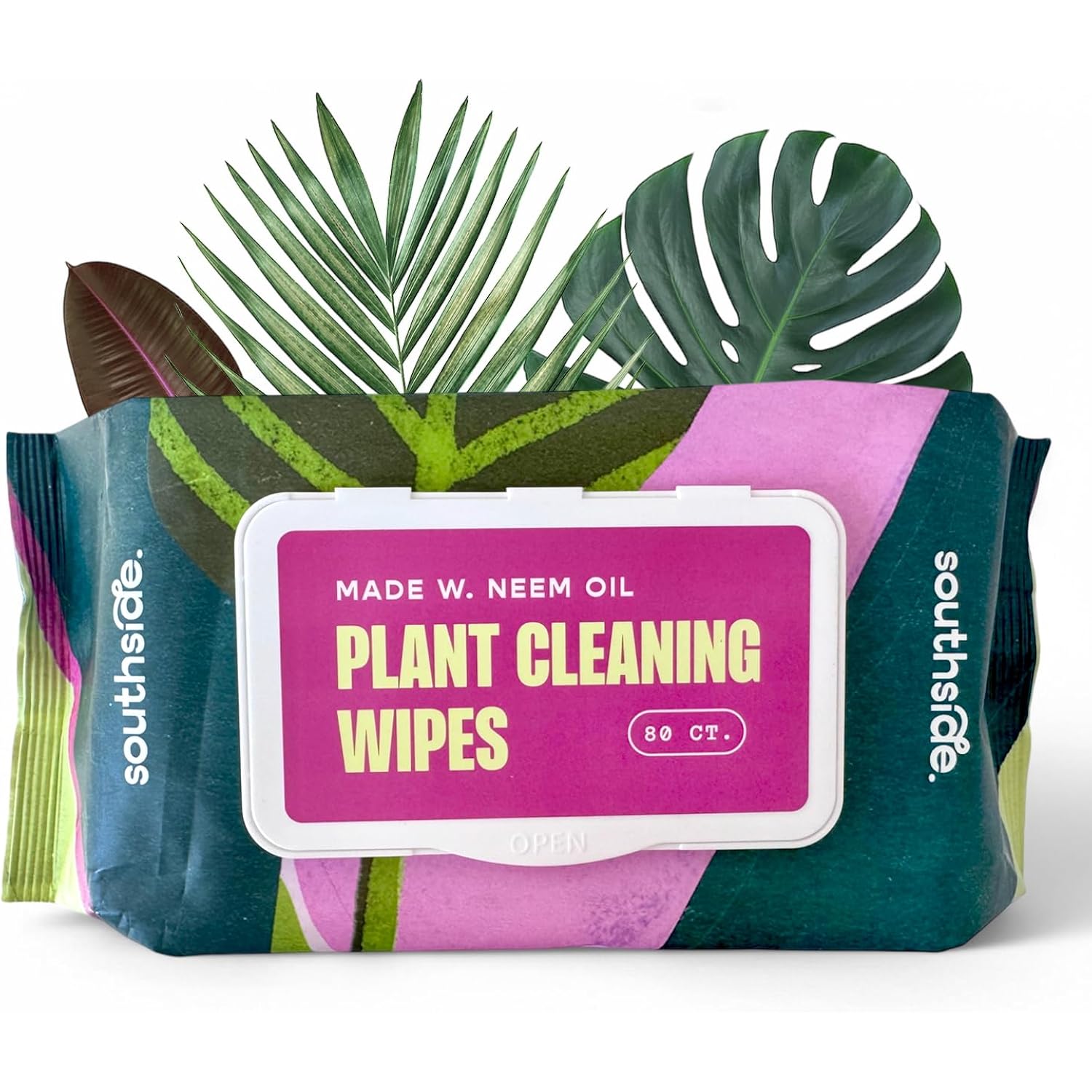 Southside Neem Oil Infused Plant Cleaning Wipes – Unscented Plant-Based Leaf Wipes For Indoor & Outdoor Plants That Protect Plants, Promote Shiny Leaves & Better Photosynthesis, 80 Ct