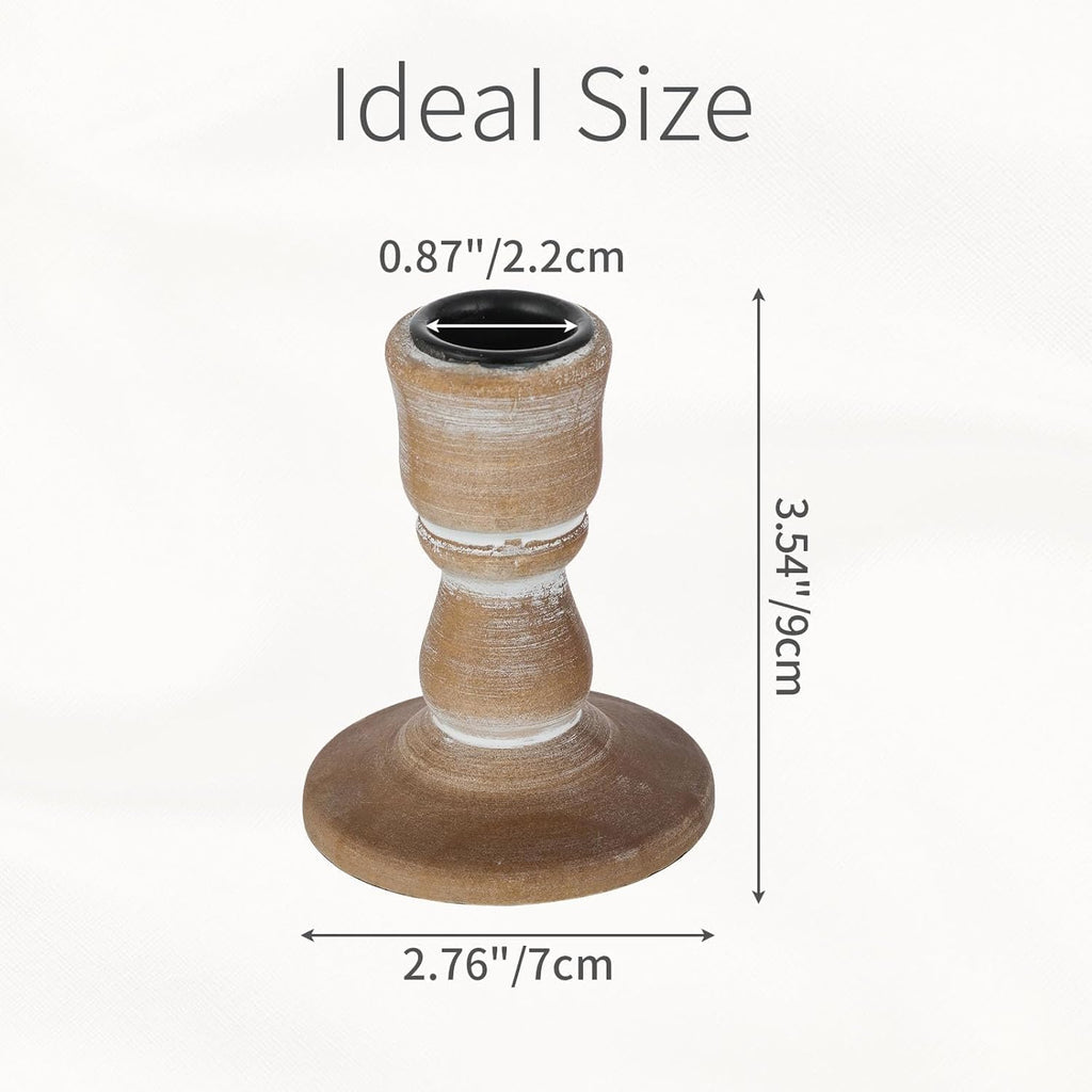 Wooden Taper Candle Holders: Wood Candlestick Holders Rustic Farmhouse Fall Decor for Living Room Dinning Table Centerpiece Christmas Set of 2