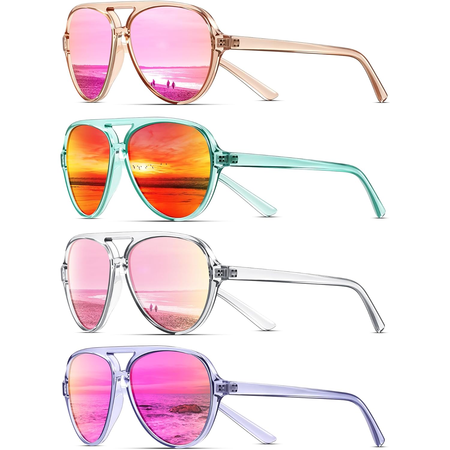Polarized Aviator Sunglasses For Women Sporty Style Running Sun Glasses Tangle Free Frame Vintage Trendy Shades