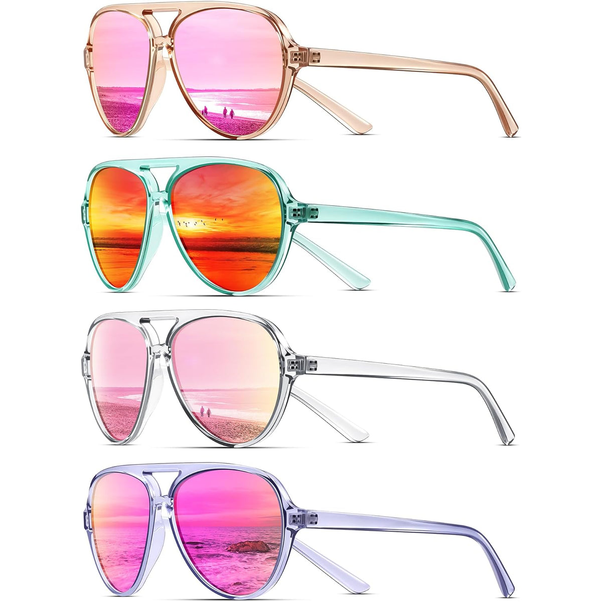 Polarized Aviator Sunglasses For Women Sporty Style Running Sun Glasses Tangle Free Frame Vintage Trendy Shades