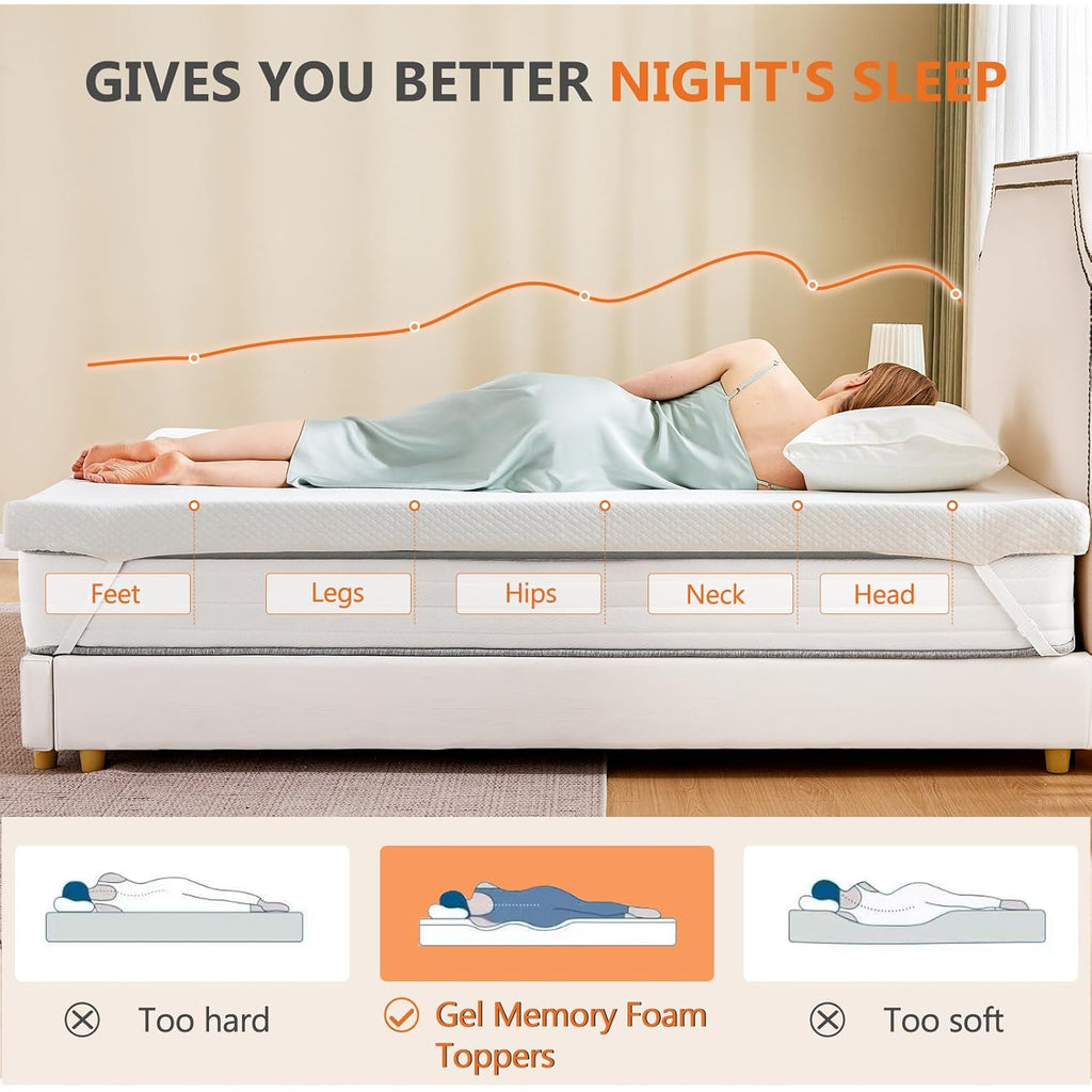 Sweetcrispy Mattress Topper Full With Removable Soft Cover, 3 Inch Thick Gel Infused Cooling Memory Foam Pad For Full Size Bed, Sleeper Sofa, Rv, Camper, Certipur Us Certified