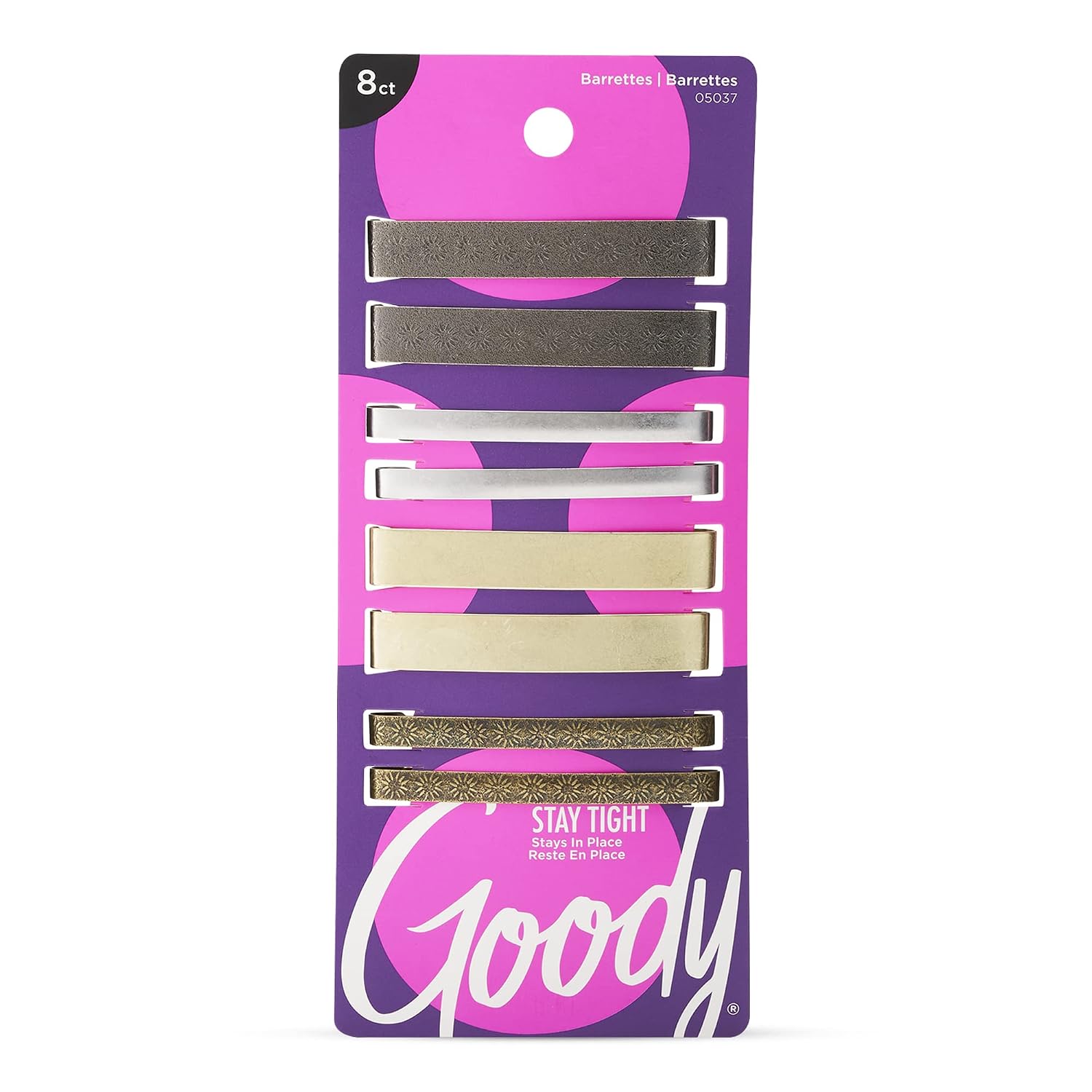 Goody Stay Tight Hair Barrettes - 8 Ct, Assorted Metallic Colors, Non-Slip Flat Hair Clips, Comfortable & Versatile Hair Accessories For Women & Men, Hair Clips For All Hair Types