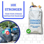 Durasack Contractor Bags Heavy Duty 40-Gallon, Pack Of 16 | Reusable White Woven Polypropylene Contractor Garbage Bags