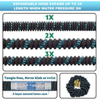100 Ft Expandable Garden Hose - Kink Free Flexible Water Hose 100Ft With 10 Pattern Spray Nozzle, 3/4 Solid Brass Connectors, Retractable Latex Core - Lightweight Expanding Hose