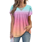 Womens Tops Short Sleeve Shirts for Women V Neck Summer Tunic Tops Ladies Blouses Casual Loose Fit