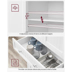 Vasagle Pantry Cabinet, Tall Storage Cabinet With Drawer, 71.7-Inch | Freestanding Cupboard With 2 Cabinets, 4 Adjustable Shelves, 6 Door Shelves, White, Ubbc561P31V2