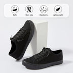 Women Canvas Sneaker Slip On Non Slip Casual Shoes Lace Up Canvas Low Top White Shoes Loafers For Women Fashion Black Sneaker