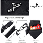 Angel Kiss Women'S Designer Handbag Large Double Zipper Multi Pocket Washed Leather Purse