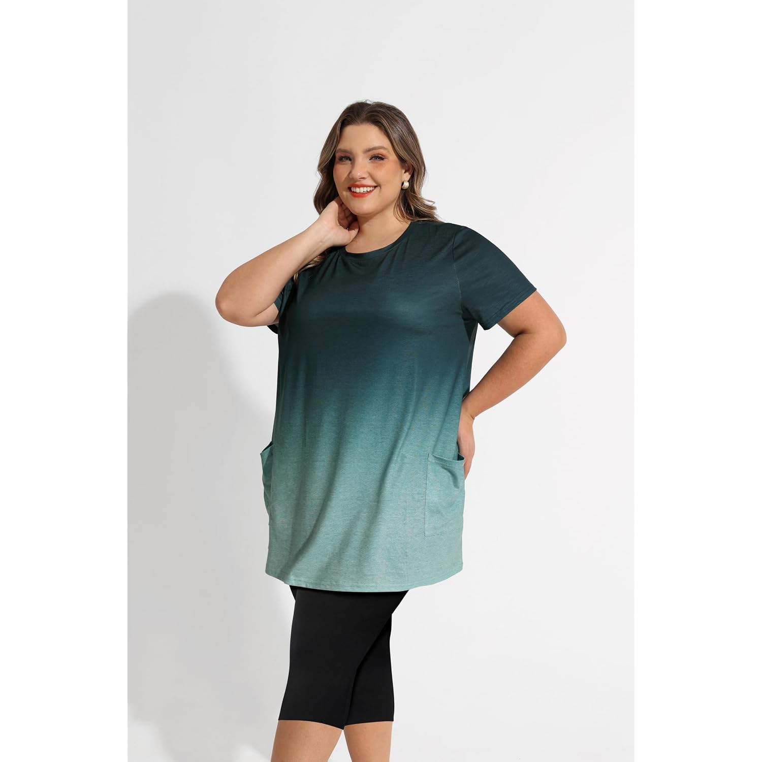 Ritera Plus Size Tops For Women Long Tunic Tops Summer Long Shirts Short Sleeve Spring Tops With Pockets For Leggings Xl-5Xl