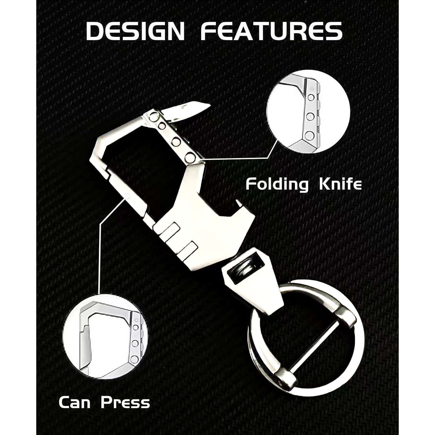 3pcs Heavy Duty Keychain Opener with 2 Keyrings Car Keychains, Multifunctional Toolbox for Men,Car Keychains