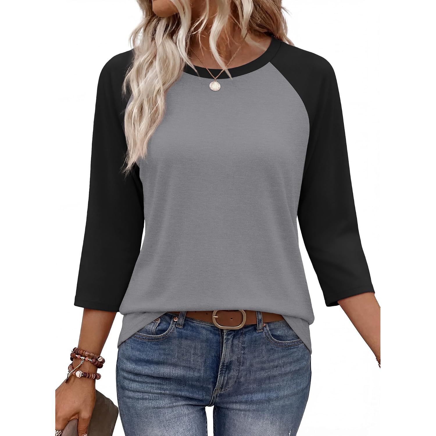 3/4 Length Sleeve Womens Tops Baseball Shirt Women Summer Outfits Women'S T-Shirts Tees Blouses
