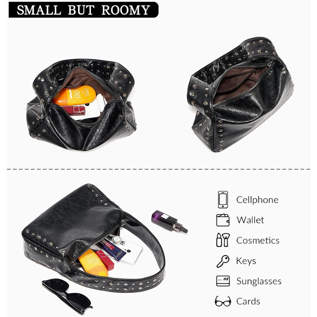 Studded Purses For Women Y2K Shoulder Bag Small Vegan Leather Handbag