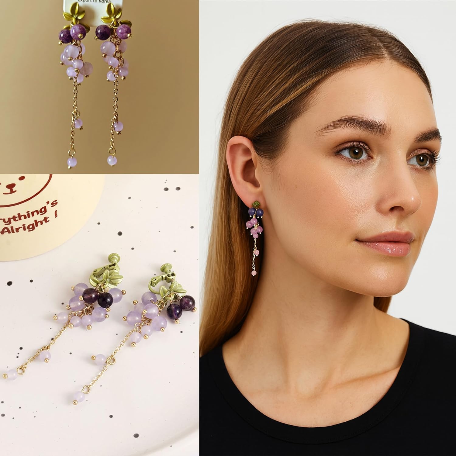 9 Pairs Floral Earrings Set Inspired Long Dangle Flower Leaf Designed Earrings With Pearl Accents And Tassel Details Hypoallergenic Statement Earrings for Women