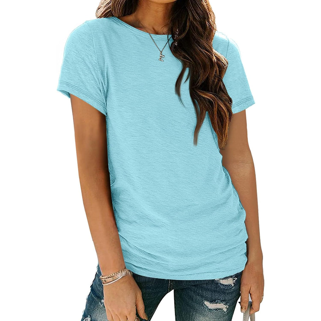 Automet Women'S Short Sleeve Shirts Summer Tops Crew Neck Basic Tees Casual Tshirts