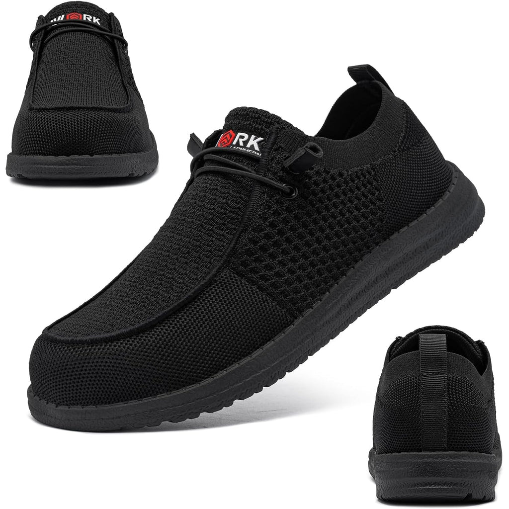 Larnmern Slip On Steel Toe Shoes Men Lightweight Comfortable Lounging Walking Sneakers Steel Toe Loafers