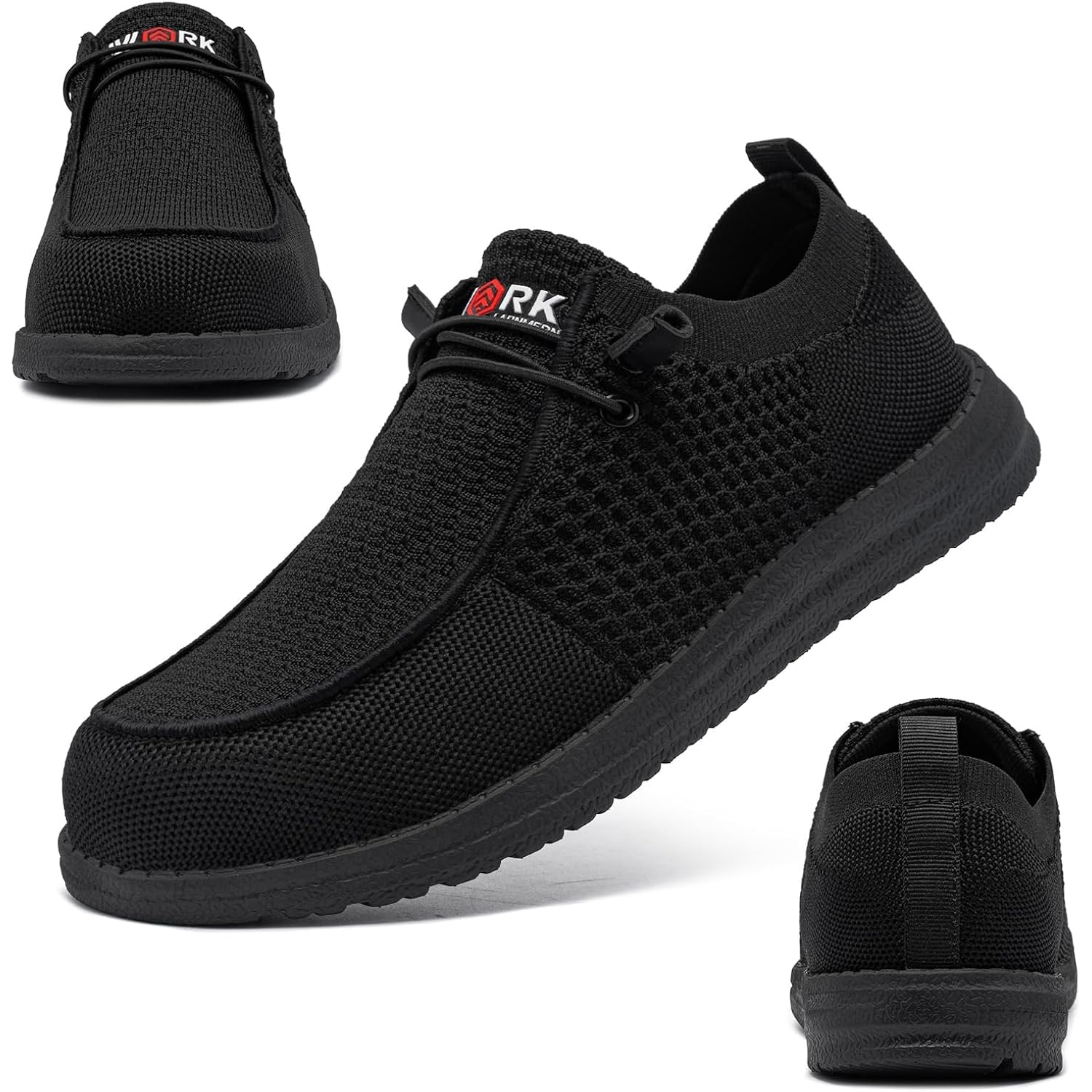 Larnmern Slip On Steel Toe Shoes Men Lightweight Comfortable Lounging Walking Sneakers Steel Toe Loafers