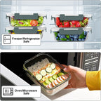 Verones 10 Pack 22 Oz Glass Meal Prep Containers, Airtight Glass Lunch Containers Set, Glass Food Storage Containers With Lids,Exclusive Of Bpa, For Microwave, Oven, Freezer & Dishwasher Friendly,Grey