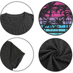 Hawaiian Shirts for Women Palm Trees Beach Graphic Tee Tops Summer Vacation Short Sleeve Tshirt Tops Dark Grey
