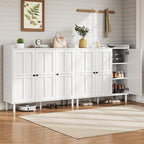 Shoe Cabinet With 3 Doors And Adjustable Shelves, 30 Pairs Shoe Storage Cabinet, 40 Inch Tall Farmhouse Shoe Rack Shoe Organizer Cabinet For Entryway Living Room Closet, White