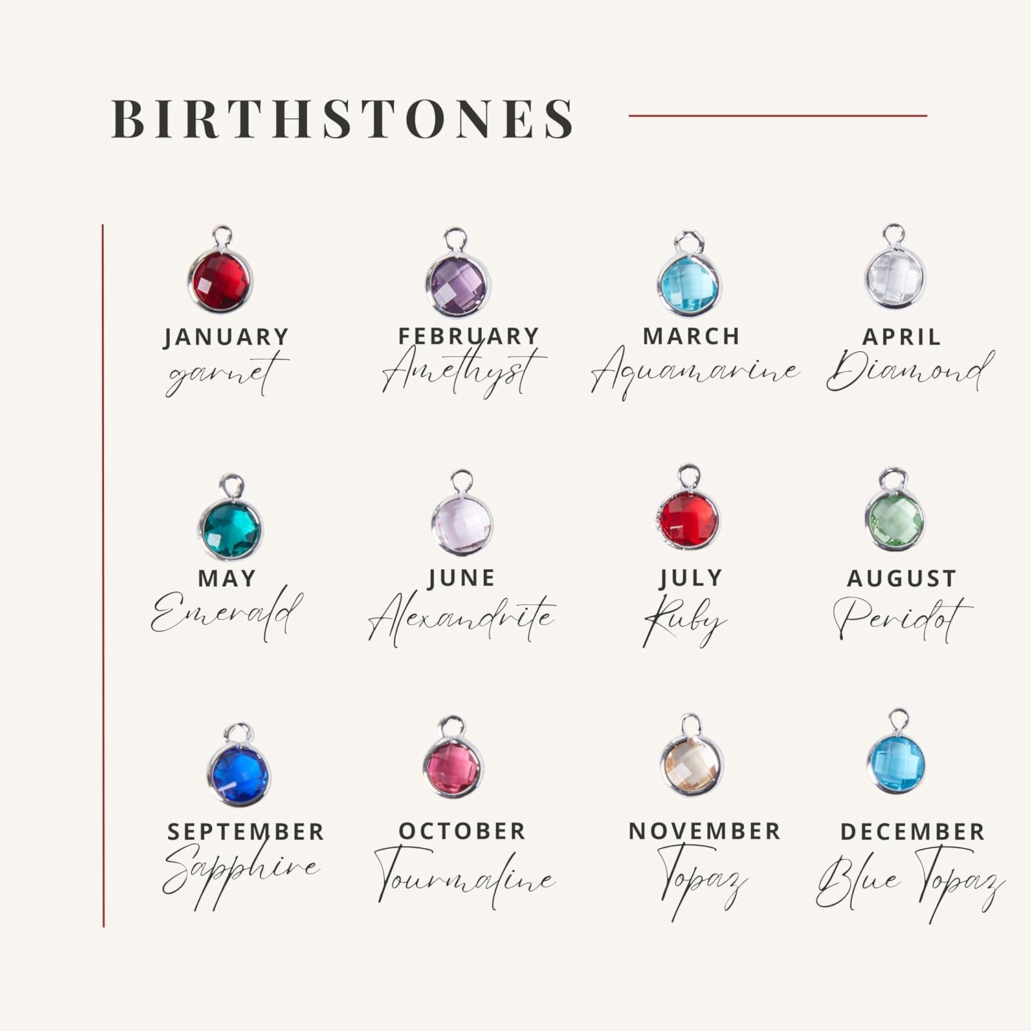 MignonandMignon Personalized Name Necklace with Birthstone | Custom Engraved Pendant Necklace for Women | Tarnish-Free Gold Dainty Jewelry Mom Birthday Gifts | Necklace with Kids Names for Grandma