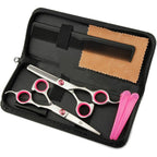 Professional Hair Cutting Scissors Shears Barber Thinning Set Kit- Family Hair Cutting,Barber Hair Cutting Tool Thinning Texturizing/Pink 6"