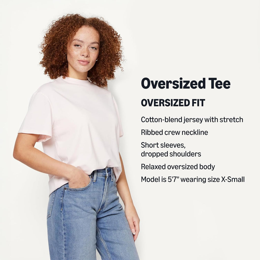 Amazon Essentials Women'S Oversized-Fit Short Sleeve Crewneck Shirt