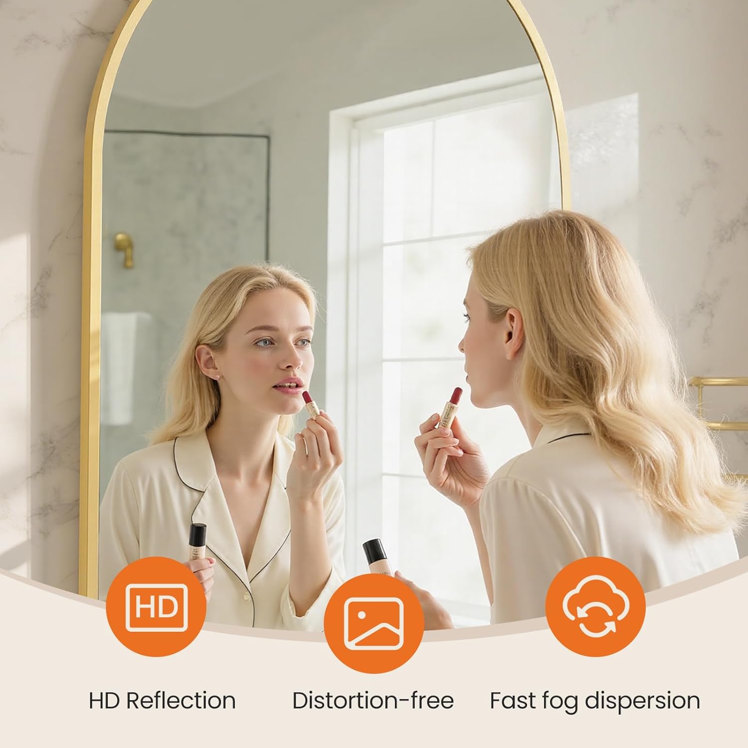 Sweetcrispy 24"x36" Arched Gold Bathroom Mirrors for Wall, Bathroom Mirrors for Over Sink, Metal Framed with HD Shatter-Proof Glass for Entryway, Living Room, Bedroom, Home Decor