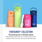 THERMOS FUNTAINER Insulated Food Jar, 10 Ounce, Kid Friendly Food Jar with Foldable Spoon, Purple