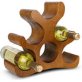 Countertop Wine Rack - 6 Bottle Wooden Wine Rack - Freestanding Wine Bottle Holder Stand - Wine Storage Rack For Cabinet Pantry Bar Kitchen
