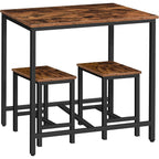 Hoobro 3-Piece Industrial Dining Table Set, Kitchen Table, Space Saving Dinette For Kitchen, Dining Room, Small Space, Breakfast Nook, Living Room, Party, Rustic Brown And Black Bf75Cz01G1